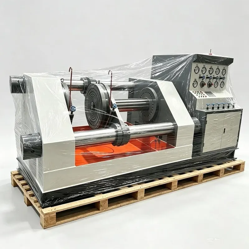 Banc d'essai axial étendu de valve de presse de double vérin hydraulique horizontal