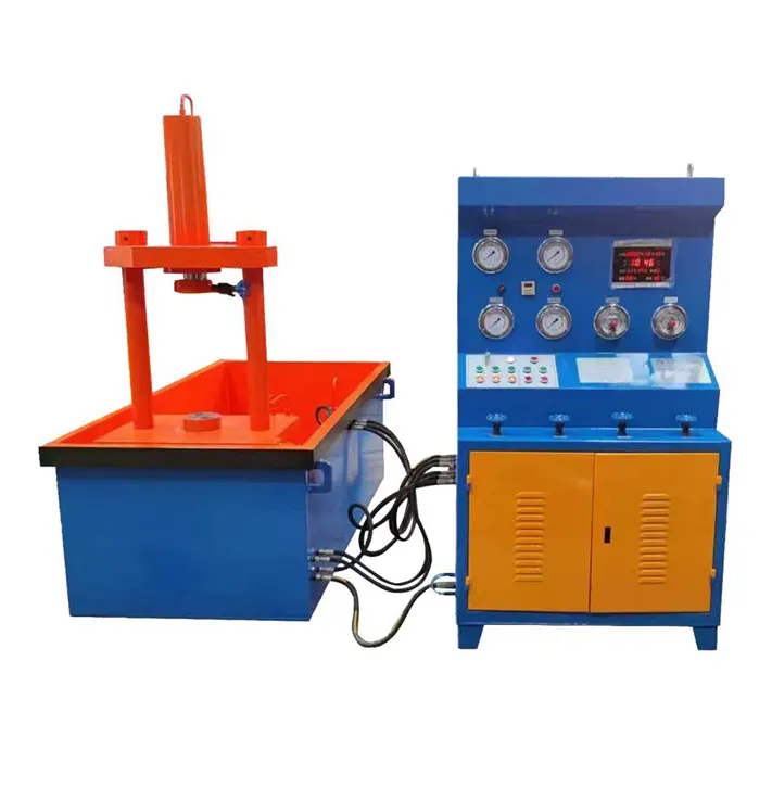 Banc d'essai de valve de presse axiale hydraulique entièrement verticale intégrée
